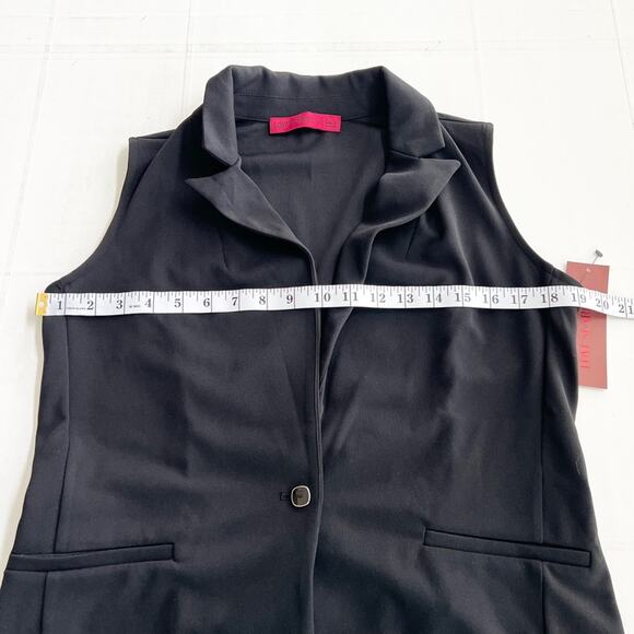 New LOVE SCARLETT Black Belted Longline Sleeveless Blazer Vest Waist Tie SIZE S - Picture 3 of 7